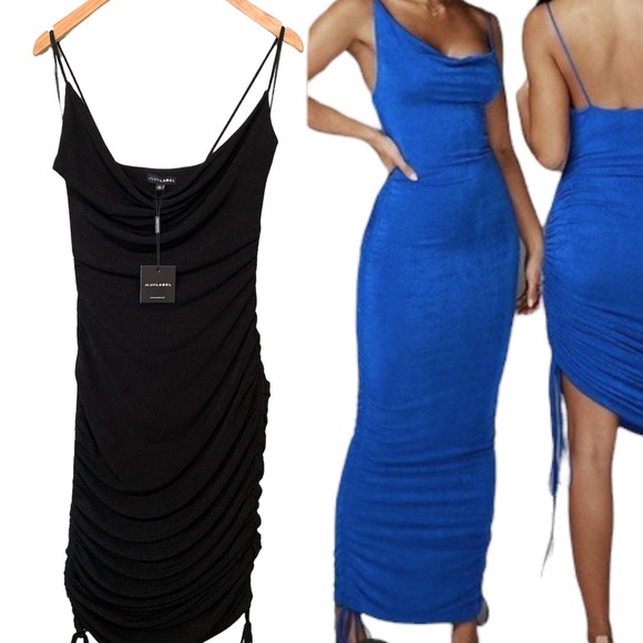 JLUXLABEL Dresses & Skirts - JLUZLABEL Black Cowl Neck Adjustable size Dress NWT